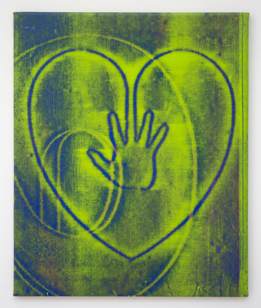 Jonathan Kelly - Hand on Heart (Green) - Acrylic on Canvas - 77x66cm